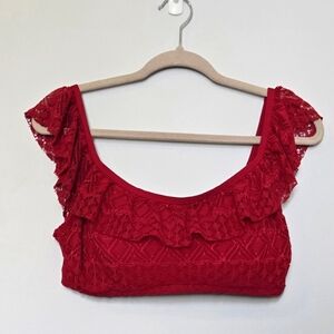 4 for $30 🌈 La Vie En Rose Bandeau Ruffle Crochet Swim Top size LG